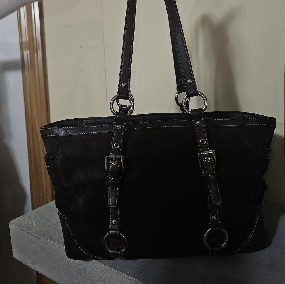 Coach Authentic Brown Leatherware Suede Shoulder Hand Bag F12836 Bag Vintage! - Picture 8 of 8
